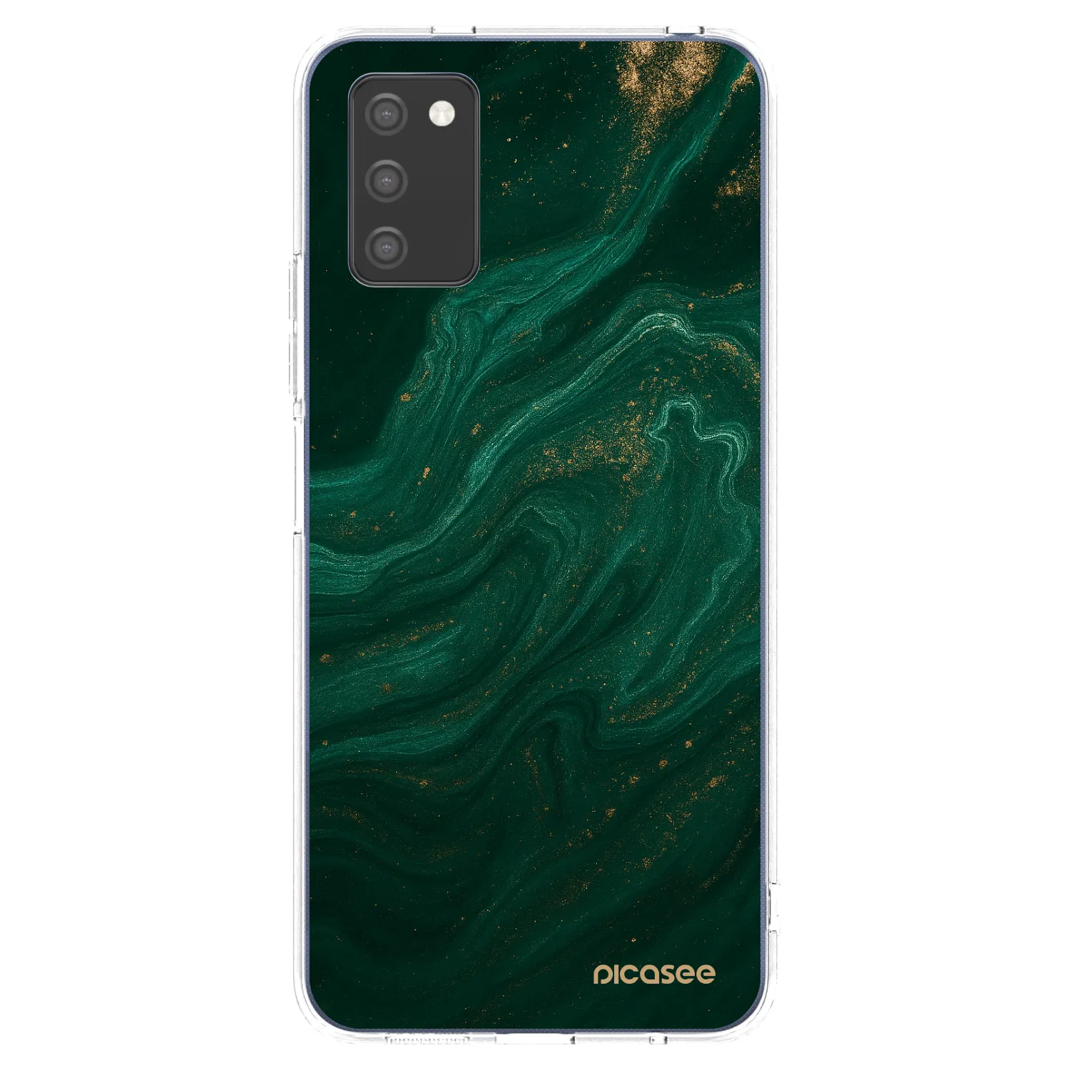 Picasee silikonowe przeźroczyste etui na Samsung Galaxy A03s A037G - Green