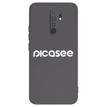Picasee silikonowe czarne etui na Xiaomi Redmi 9 - Picasee - new logo - white