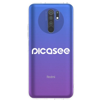 Picasee silikonowe przeźroczyste etui na Xiaomi Redmi 9 - Picasee - new logo - white