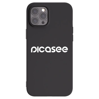 Picasee silikonowe czarne etui na Apple iPhone 12 Pro Max - Picasee - new logo - white