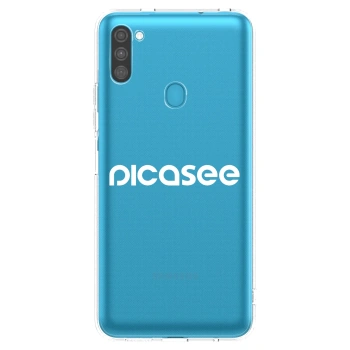 Picasee silikonowe przeźroczyste etui na Samsung Galaxy M11 - Picasee - new logo - white