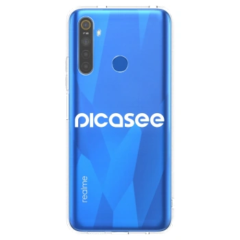Picasee silikonowe przeźroczyste etui na Realme 5 - Picasee - new logo - white