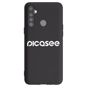 Picasee silikonowe czarne etui na Realme 5 - Picasee - new logo - white