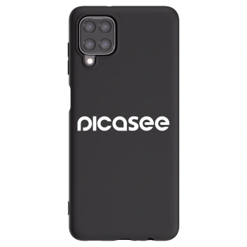 Picasee silikonowe czarne etui na Samsung Galaxy A12 A125F - Picasee - new logo - white