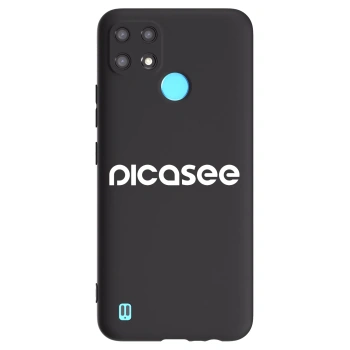 Picasee silikonowe czarne etui na Realme C21 - Picasee - new logo - white