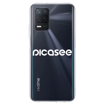 Picasee silikonowe przeźroczyste etui na Realme 8 5G - Picasee - new logo - white