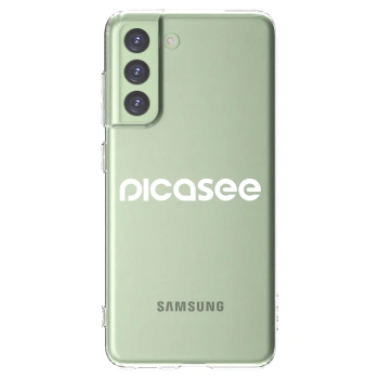Picasee silikonowe przeźroczyste etui na Samsung Galaxy S21 FE 5G - Picasee - new logo - white