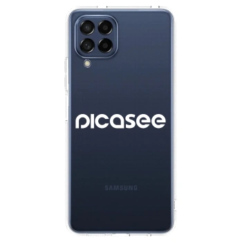Picasee silikonowe przeźroczyste etui na Samsung Galaxy M53 5G - Picasee - new logo - white