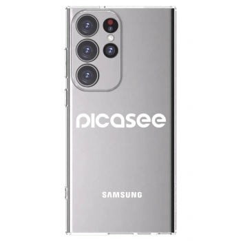 Picasee silikonowe przeźroczyste etui na Samsung Galaxy S23 Ultra 5G - Picasee - new logo - white