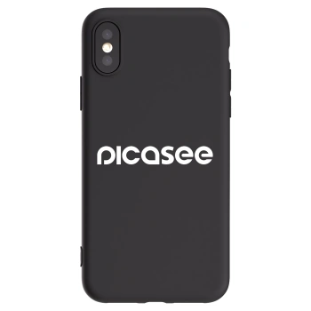Picasee silikonowe czarne etui na Apple iPhone X/XS - Picasee - new logo - white