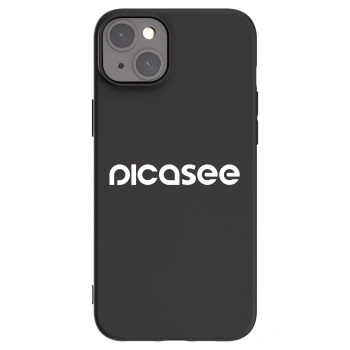 Picasee silikonowe czarne etui na Apple iPhone 15 Plus - Picasee - new logo - white