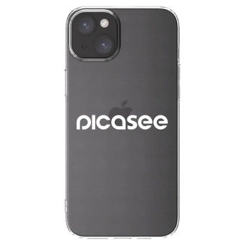 Picasee silikonowe przeźroczyste etui na Apple iPhone 15 Plus - Picasee - new logo - white