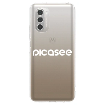 Picasee silikonowe przeźroczyste etui na Motorola Moto G51 - Picasee - new logo - white