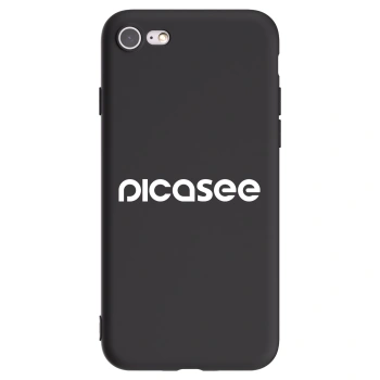 Picasee silikonowe czarne etui na Apple iPhone 8 - Picasee - new logo - white