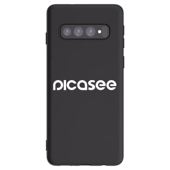 Picasee silikonowe czarne etui na Samsung Galaxy S10 G973 - Picasee - new logo - white