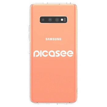 Picasee silikonowe przeźroczyste etui na Samsung Galaxy S10 Plus G975 - Picasee - new logo - white