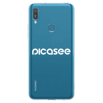 Picasee silikonowe przeźroczyste etui na Huawei Y7 2019 - Picasee - new logo - white