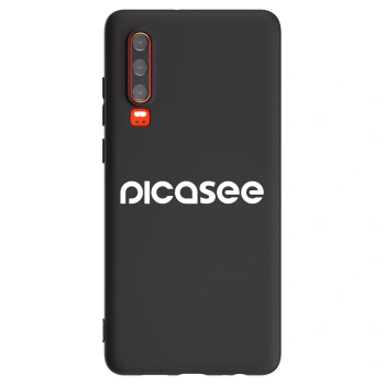 Picasee silikonowe czarne etui na Huawei P30 - Picasee - new logo - white