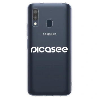 Picasee silikonowe przeźroczyste etui na Samsung Galaxy A40 A405F - Picasee - new logo - white