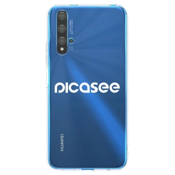 Picasee silikonowe przeźroczyste etui na Huawei Nova 5T - Picasee - new logo - white
