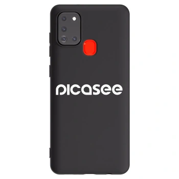 Picasee silikonowe czarne etui na Samsung Galaxy A21s - Picasee - new logo - white