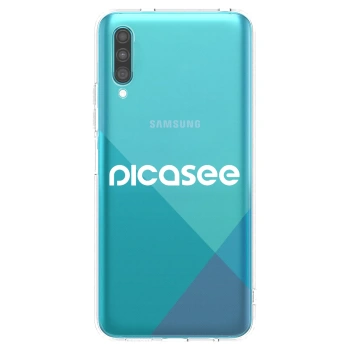 Picasee silikonowe przeźroczyste etui na Samsung Galaxy A30s A307F - Picasee - new logo - white