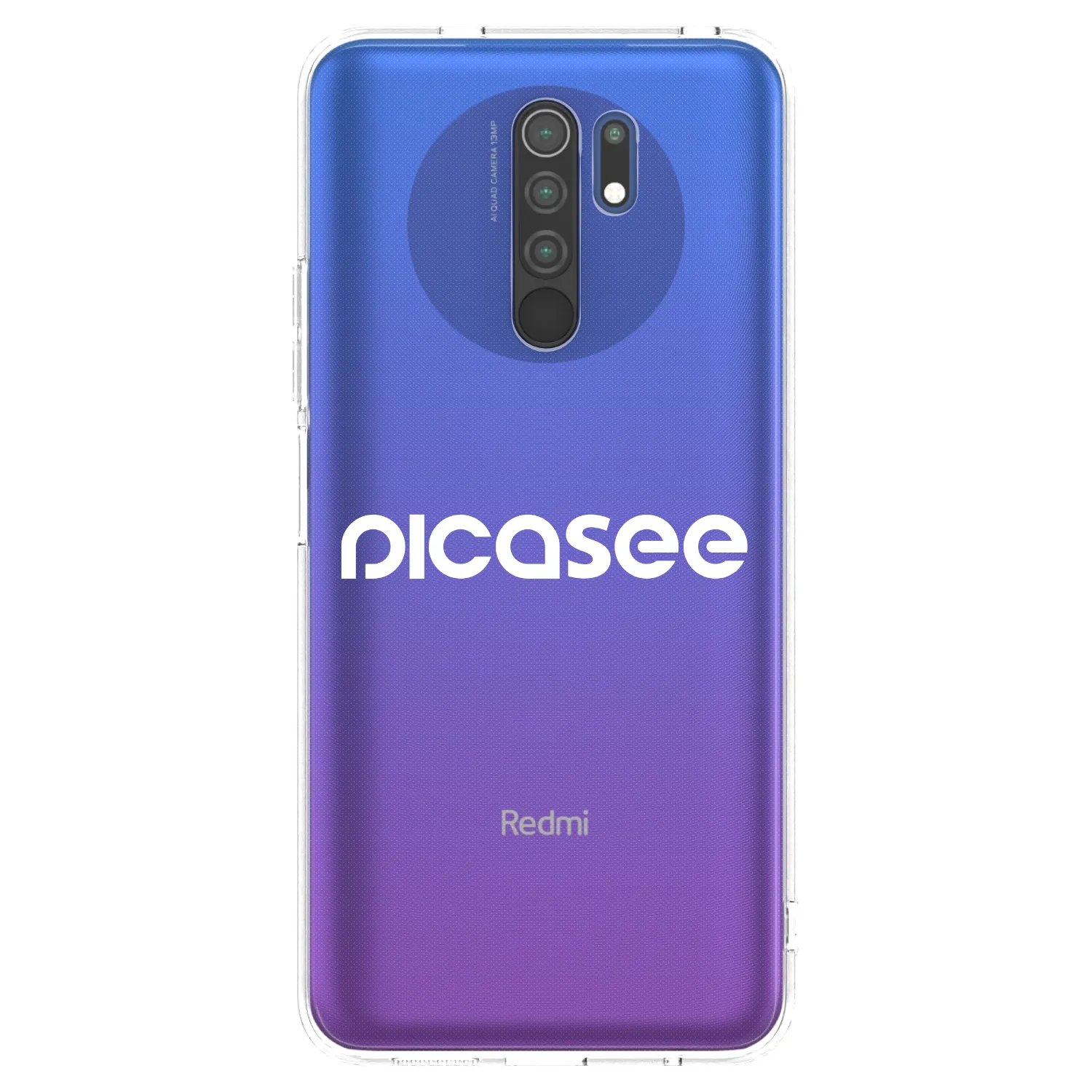Picasee silikonowe przeźroczyste etui na Xiaomi Redmi 9 - Picasee - new logo - white