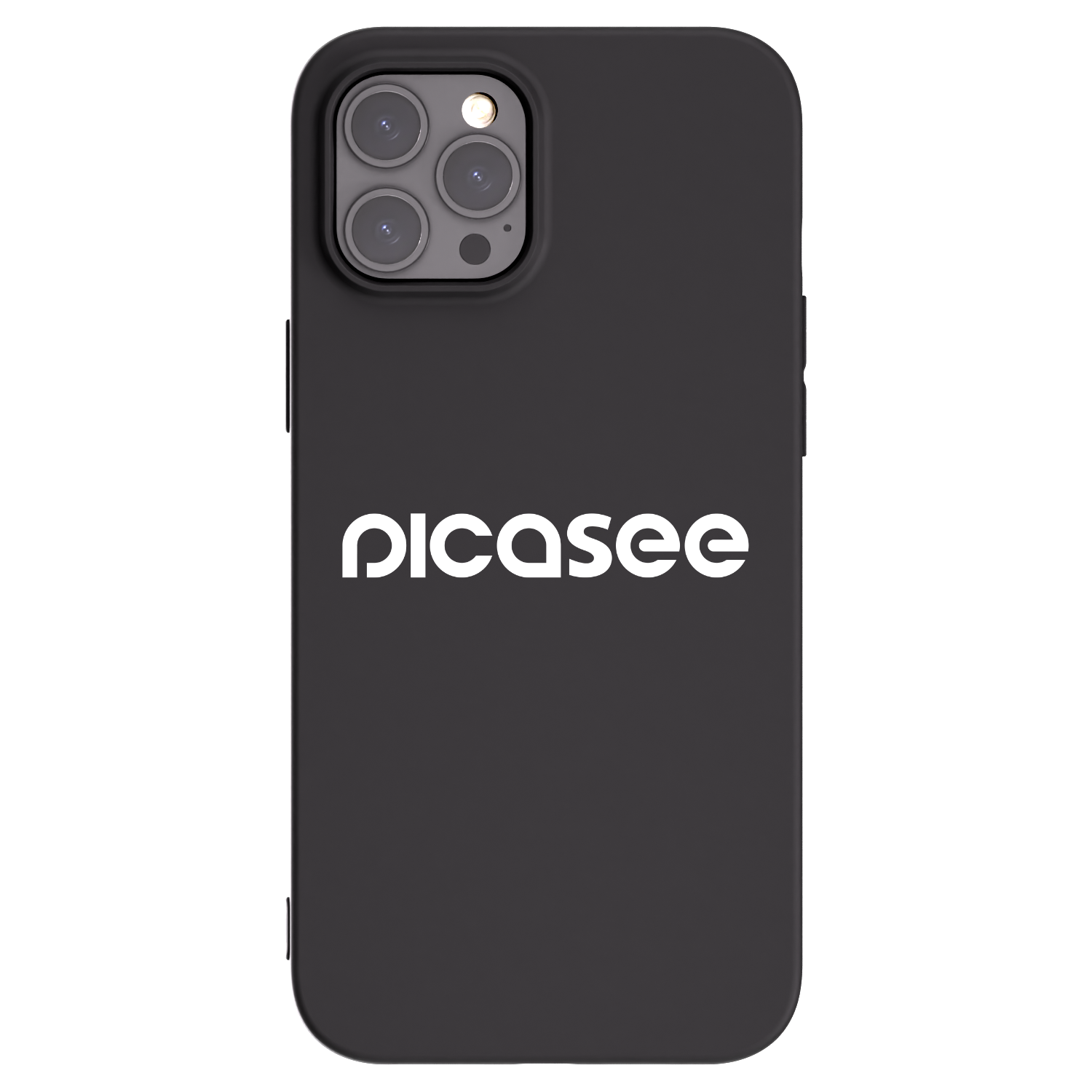 Picasee silikonowe czarne etui na Apple iPhone 12 Pro Max - Picasee - new logo - white