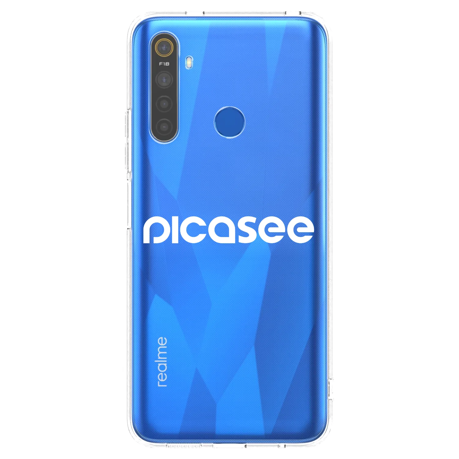 Picasee silikonowe przeźroczyste etui na Realme 5 - Picasee - new logo - white