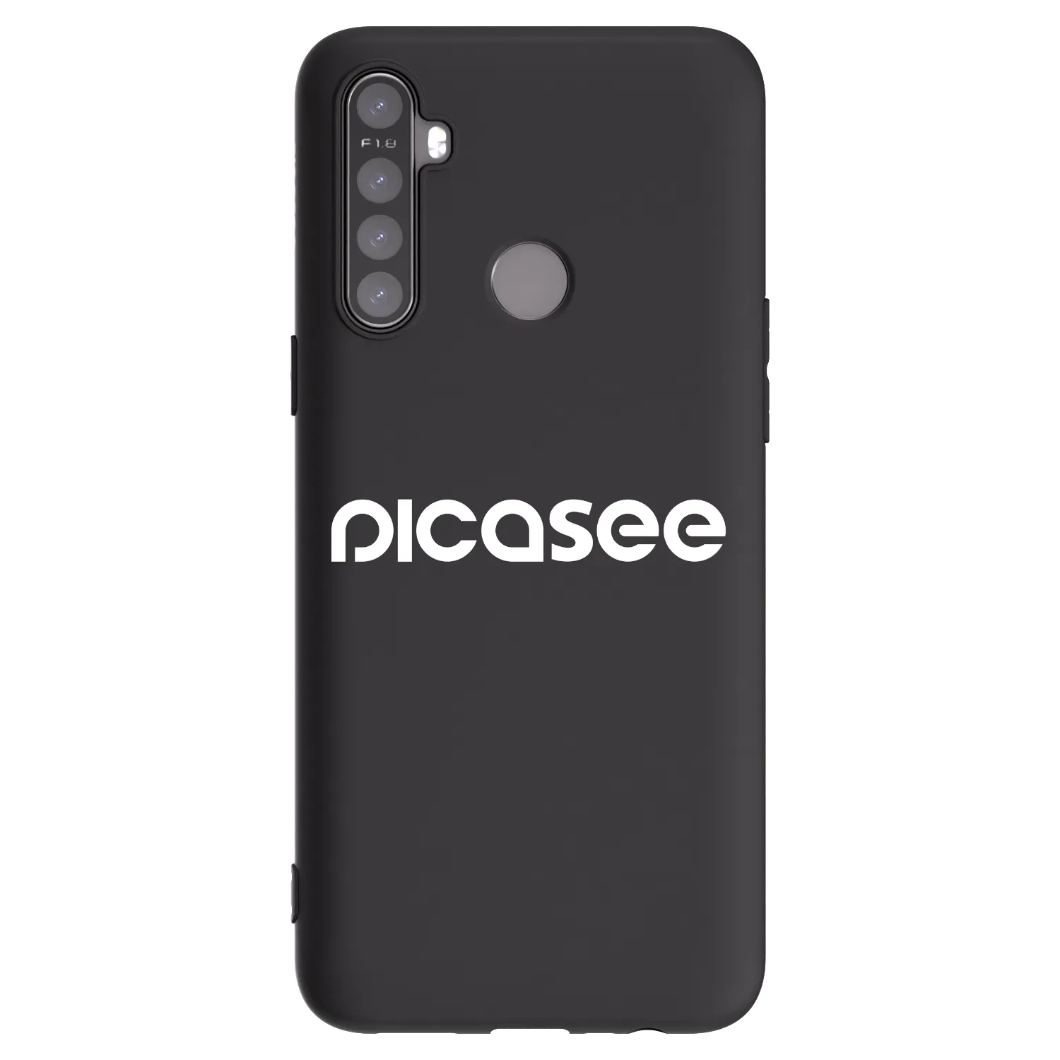 Picasee silikonowe czarne etui na Realme 5 - Picasee - new logo - white