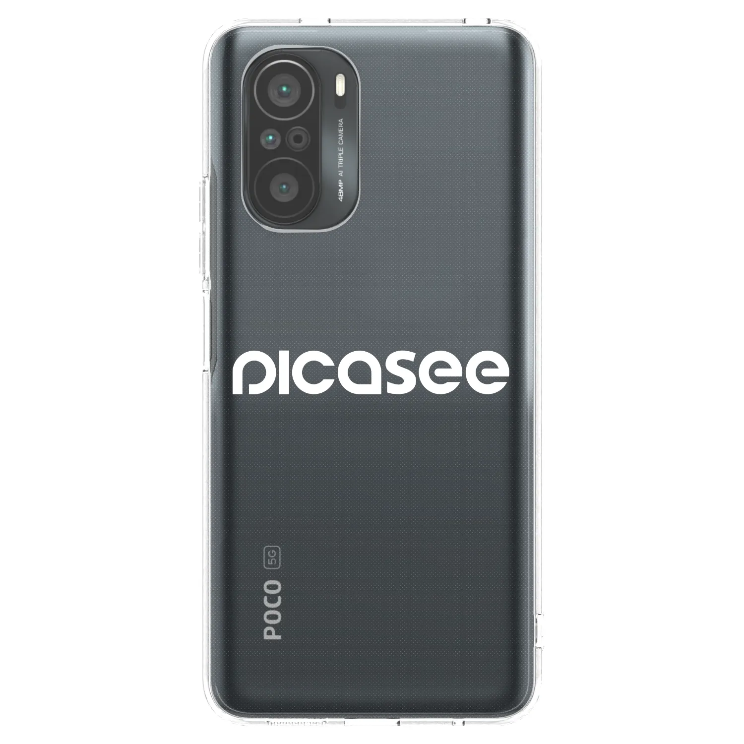 Picasee silikonowe przeźroczyste etui na Xiaomi Poco F3 - Picasee - new logo - white