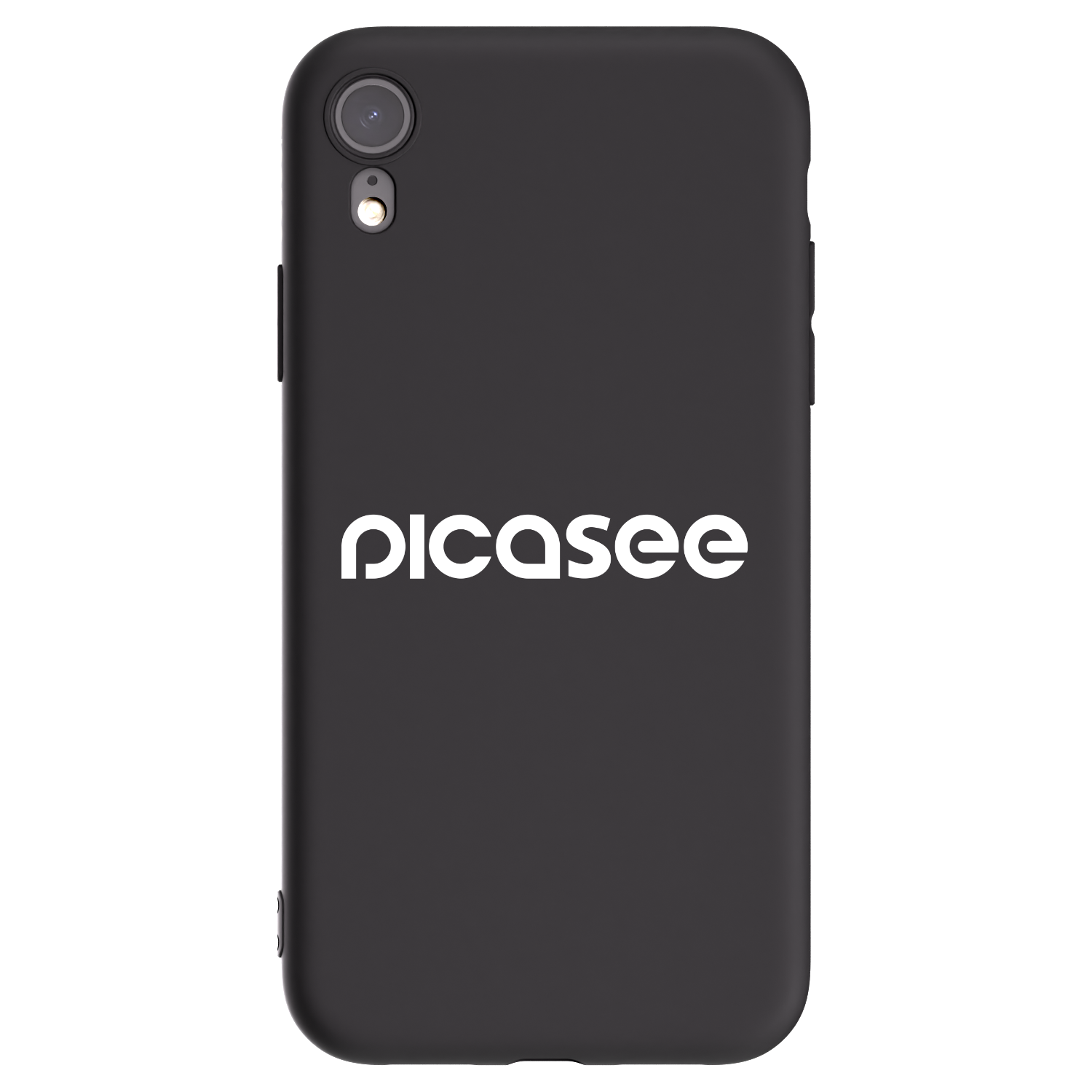 Picasee silikonowe czarne etui na Apple iPhone XR - Picasee - new logo - white