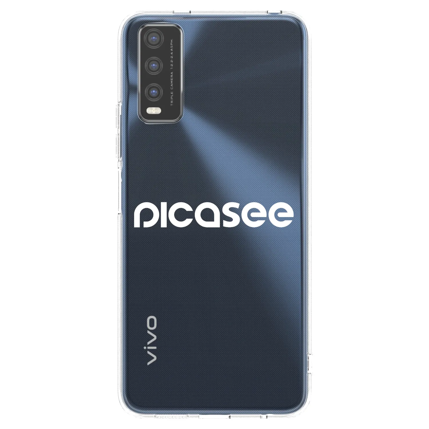 Picasee silikonowe przeźroczyste etui na Vivo Y20s - Picasee - new logo - white