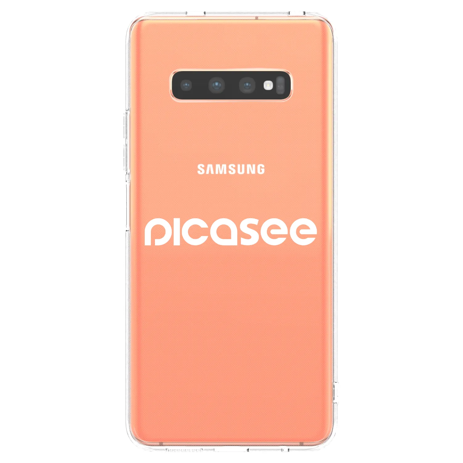 Picasee silikonowe przeźroczyste etui na Samsung Galaxy S10 Plus G975 - Picasee - new logo - white