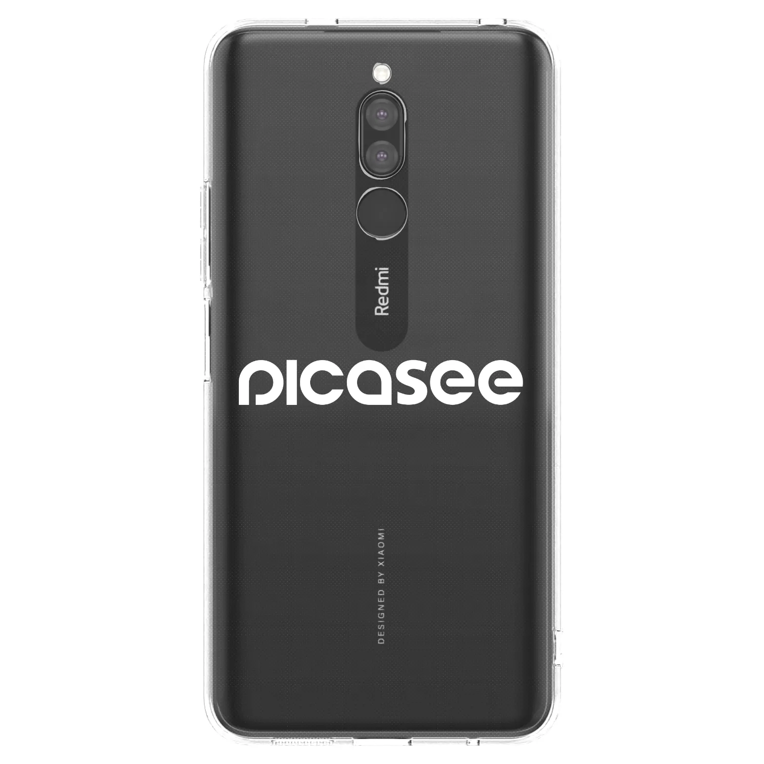 Picasee silikonowe przeźroczyste etui na Xiaomi Redmi 8 - Picasee - new logo - white