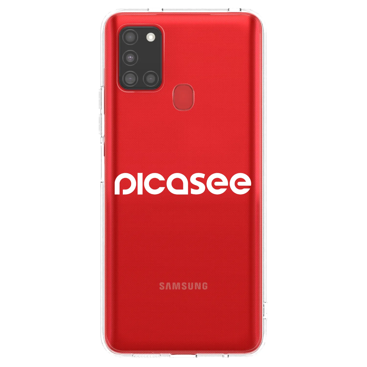 Picasee silikonowe przeźroczyste etui na Samsung Galaxy A21s - Picasee - new logo - white