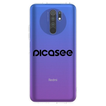 Picasee silikonowe przeźroczyste etui na Xiaomi Redmi 9 - Picasee - new logo - black