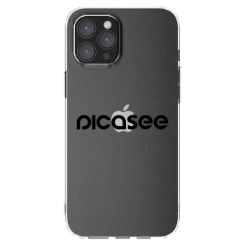 Picasee silikonowe przeźroczyste etui na Apple iPhone 12 Pro Max - Picasee - new logo - black