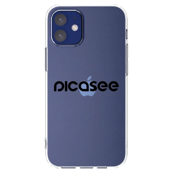 Picasee silikonowe przeźroczyste etui na Apple iPhone 12 mini - Picasee - new logo - black
