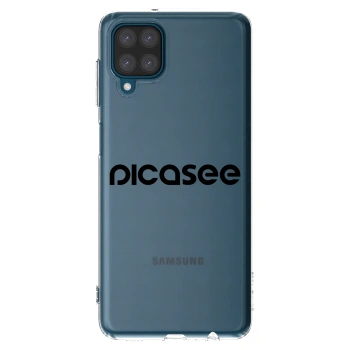 Picasee silikonowe przeźroczyste etui na Samsung Galaxy A12 A125F - Picasee - new logo - black