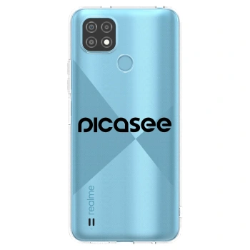 Picasee silikonowe przeźroczyste etui na Realme C21 - Picasee - new logo - black