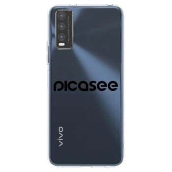 Picasee silikonowe przeźroczyste etui na Vivo Y20s - Picasee - new logo - black