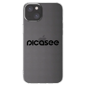 Picasee silikonowe przeźroczyste etui na Apple iPhone 15 Plus - Picasee - new logo - black