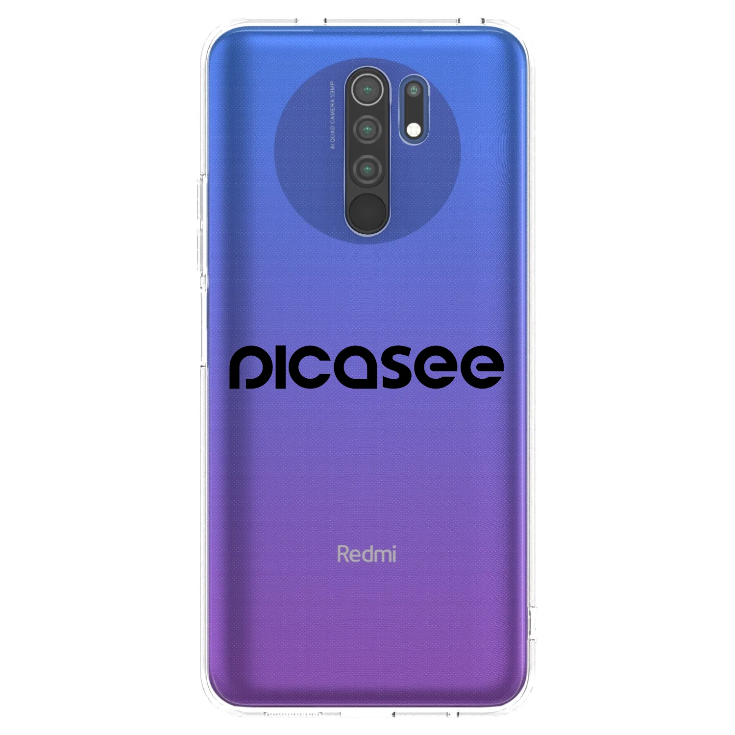 Picasee silikonowe przeźroczyste etui na Xiaomi Redmi 9 - Picasee - new logo - black