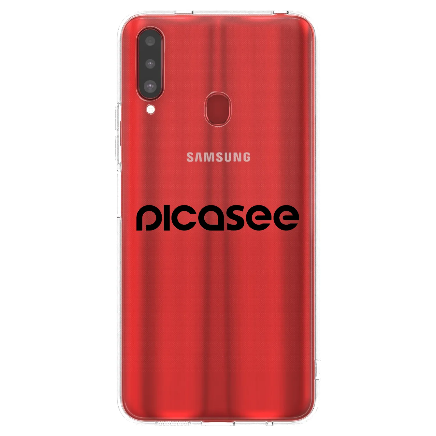Picasee silikonowe przeźroczyste etui na Samsung Galaxy A20s - Picasee - new logo - black