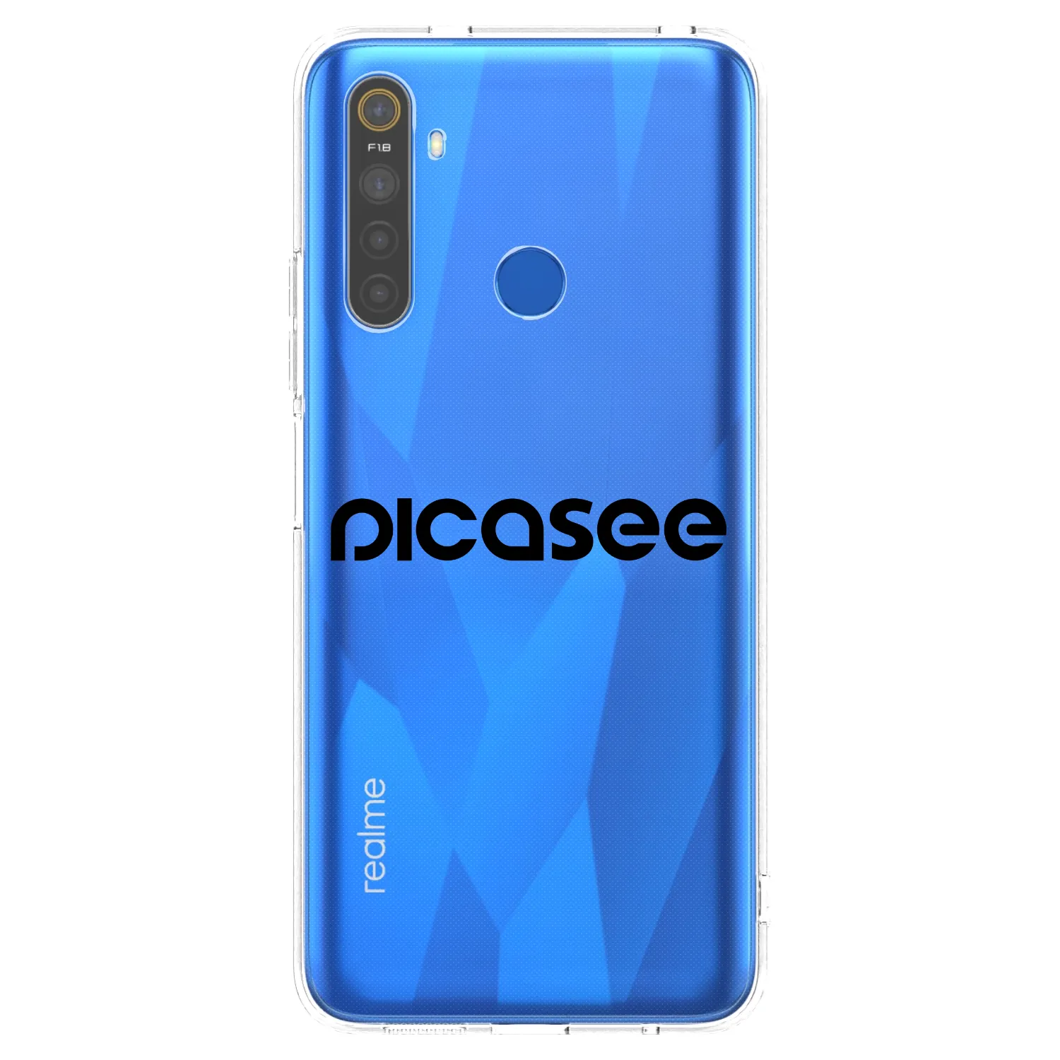 Picasee silikonowe przeźroczyste etui na Realme 5 - Picasee - new logo - black