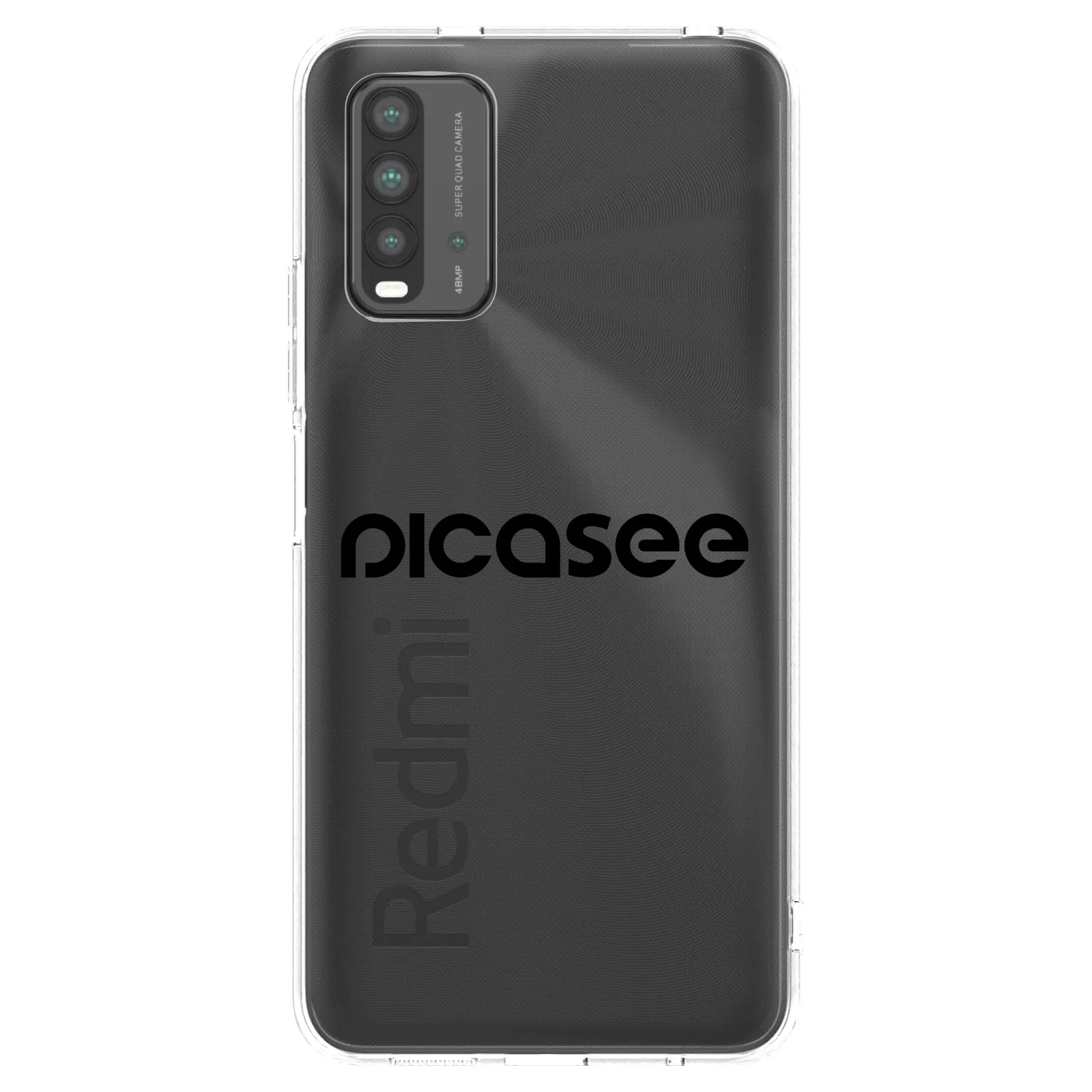 Picasee silikonowe przeźroczyste etui na Xiaomi Redmi 9T - Picasee - new logo - black