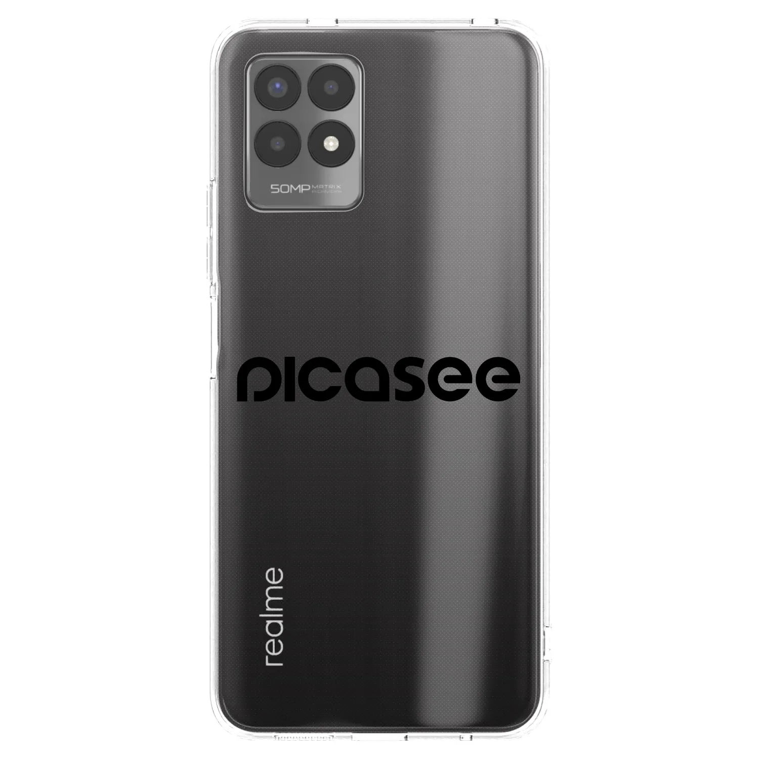 Picasee silikonowe przeźroczyste etui na Realme 8i - Picasee - new logo - black