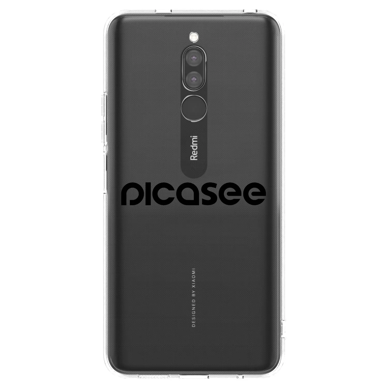 Picasee silikonowe przeźroczyste etui na Xiaomi Redmi 8 - Picasee - new logo - black