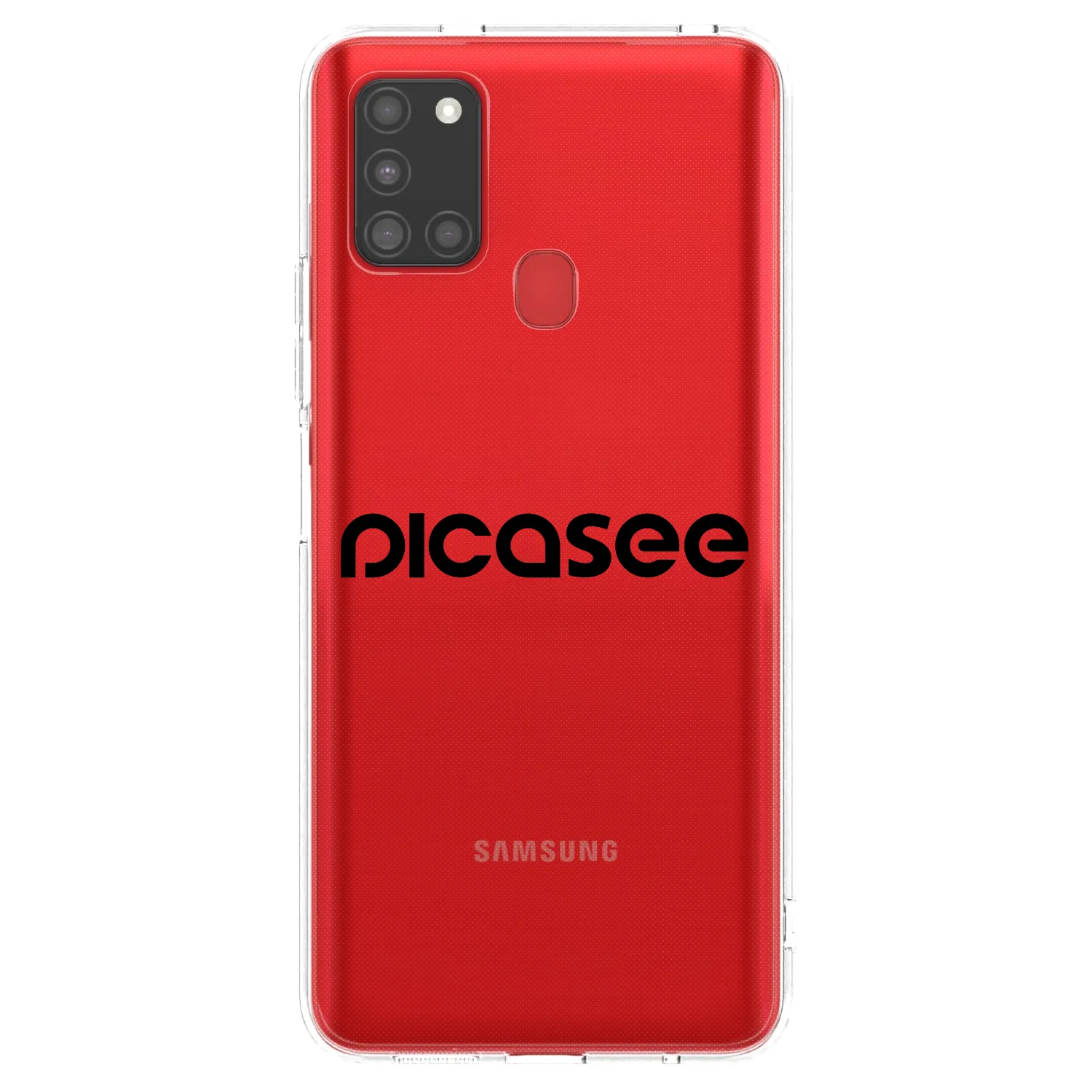 Picasee silikonowe przeźroczyste etui na Samsung Galaxy A21s - Picasee - new logo - black